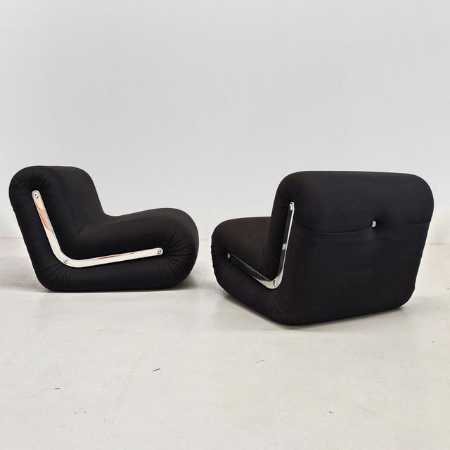 Boomerang Armchairs in Black Stretch Fabric by Rodolfo Bonetto for Flexform, 1970s, Set of 2, in Very Good conditions....