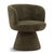 Soft sculptural pedestal base swivel accent chair with a refined modern presence. Wrapped in richly textured forest green...