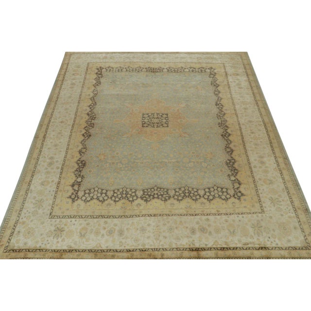 Traditional Rug & Kilim’s Mohtasham Style Rug in Blue With Gold Medallion and Beige Florals For Sale - Image 3 of 7
