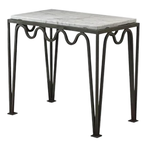 'Méandre' Verdigris and Marble Side or End Table by Design Frères