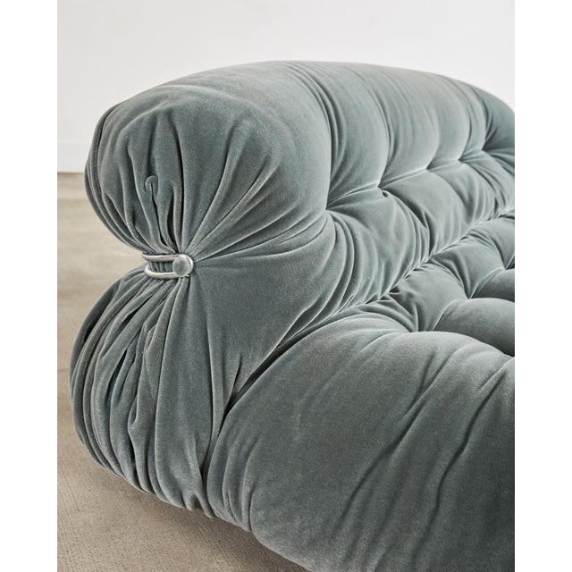 Metal Cassina Soriana Mohair Sofa Designed by Afra and Tobia Scarpa For Sale - Image 7 of 18