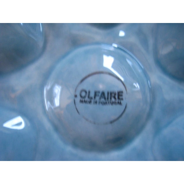 Vintage Portugal Majolica Blue Pottery Olfaire Oyster Platter For Sale - Image 4 of 4