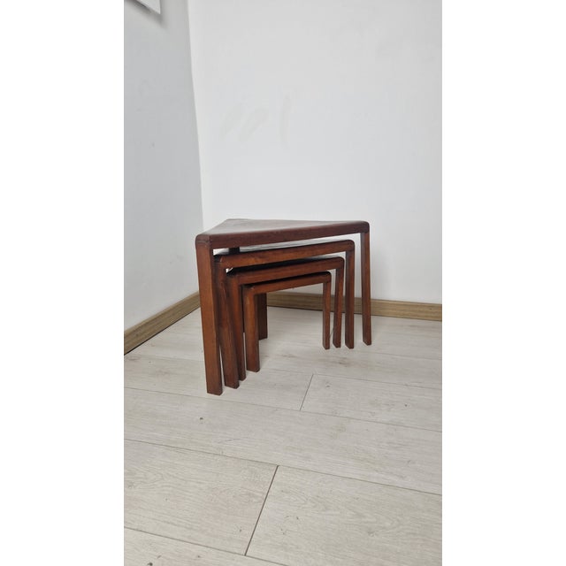 Nesting Tables in Inlaid Wood with Scenes of River Life, 1940s, Set of 4 For Sale - Image 12 of 17
