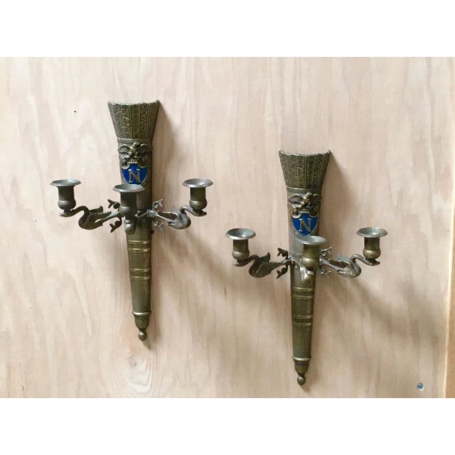 Brown Brass Neoclassical Revival Sconces - a Pair For Sale - Image 8 of 8