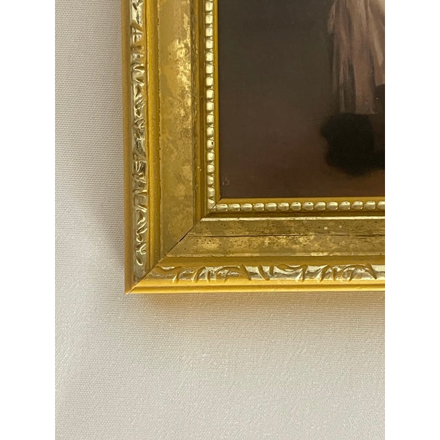 Paper Miniature Léon Bonnat “Roman Girl at a Fountain” Portrait Print in Gilt Frame For Sale - Image 7 of 10