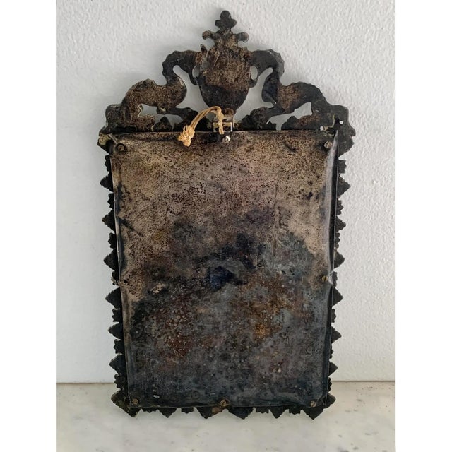 Early 20th Century French Cast Brass Heraldic Mirror With Dragons & Coat of Arms For Sale - Image 12 of 12