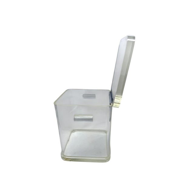 Plastic Mid 20th Century Wilardy Clear Lucite Ice Bucket With Hinged Lid and Chrome Accents For Sale - Image 7 of 9