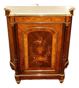 Late 19th Century French Napoleon III Marble Top Inlaid Server Side Cabinet