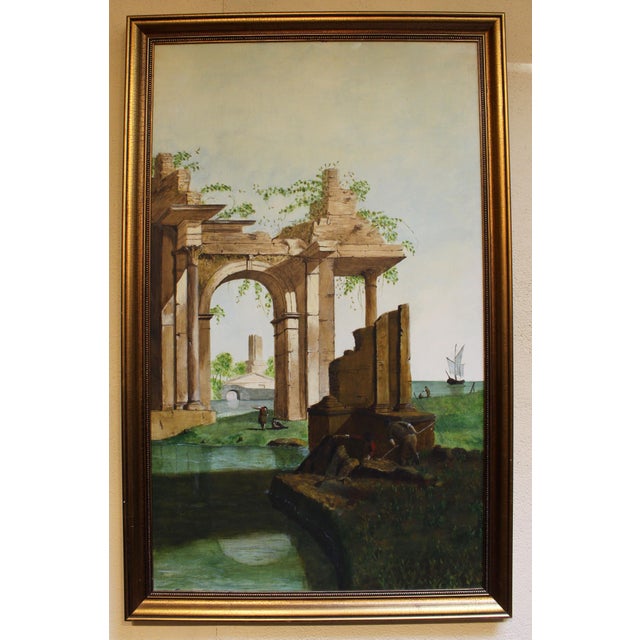 Early 20th Century Early-Mid 20th Century Set of Three Italian Architectural Ruins Paintings For Sale - Image 5 of 10