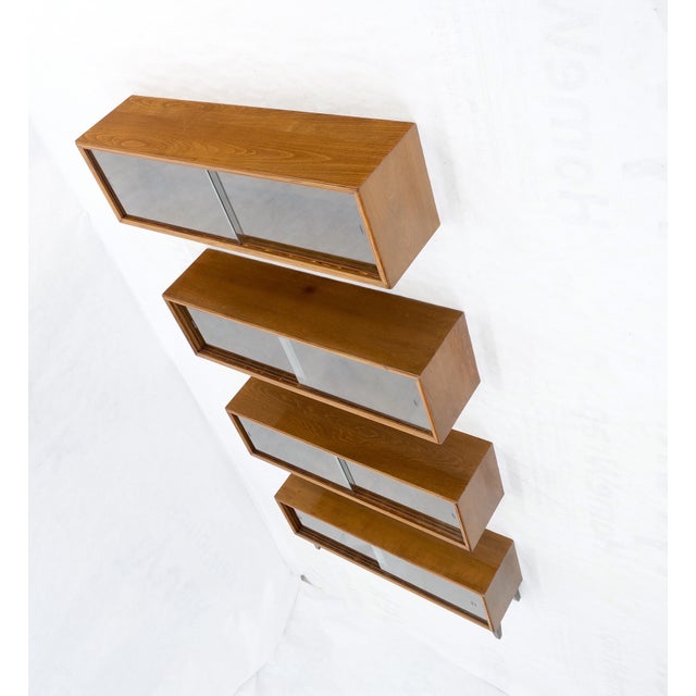 Mid-Century Modern Sliding Glass Doors 4 Bays Stacking or Hanging Bookcase For Sale - Image 11 of 17