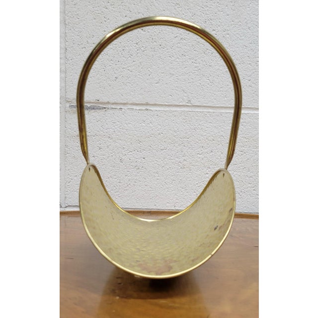 Vintage 1987 Nojhof-Zevenaar Hammered Brass Fireplace Log Holder Made in Holland For Sale - Image 4 of 11