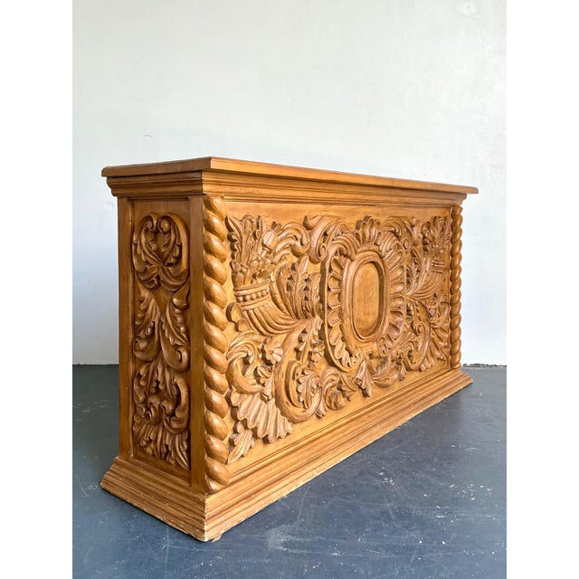 Vintage Ornate Wood Carved Dry Bar For Sale - Image 12 of 17