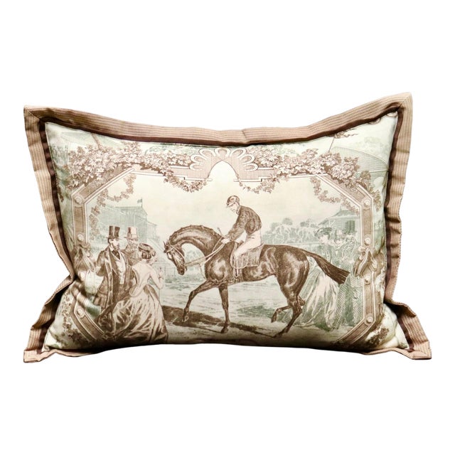 Kravet Equestrian “Gladiateur” Pillow With Double Flange Trim For Sale