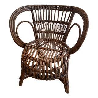 1960s Italian Rattan/Bamboo Child Sized Mini Hoop Mini Hoop Chair For Sale