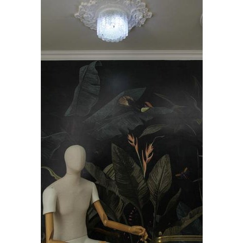 Mid-Century Modern Round Ice Glass Tubes Chandelier attributed to Doria, 1960s For Sale - Image 11 of 18