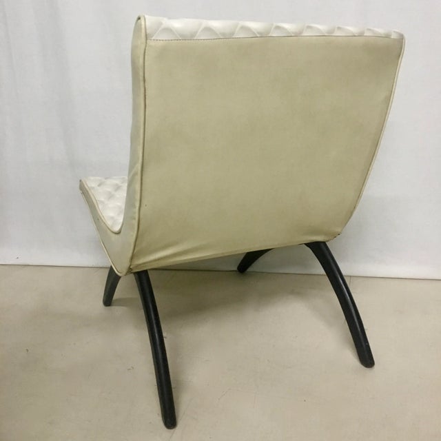 Vintage White Patterned Vinyl Scoop Chair For Sale In Fayetteville, AR - Image 6 of 9