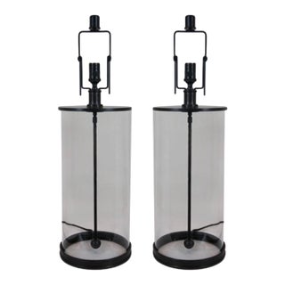 Ralph Lauren Modern Glass and Bronze Table Lamps, Pair For Sale