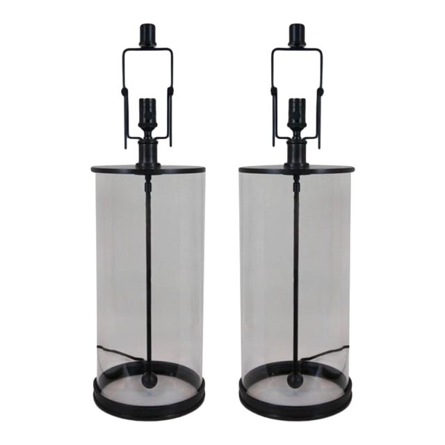Ralph Lauren Modern Glass and Bronze Table Lamps, Pair For Sale