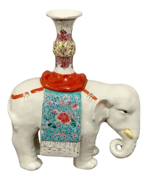 Late 19th Century Chinese Export Famille Verte & Blanc De Chine Elephant Joss Stick