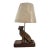 Late 20th Century Figural Golden Retriever Dog Table Lamp, Metal on Wood Base With Shade, 21.5"h For Sale
