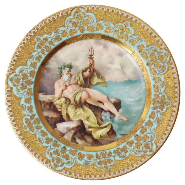 Cabinet Plate with Poseidon on a Rock in the Ocean Motif, 1800s For Sale - Image 12 of 12