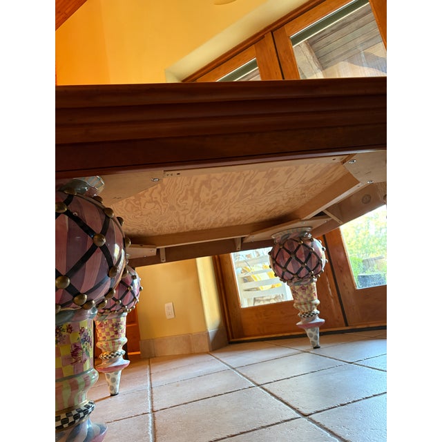 Mackenzie-Childs 5' X 5' Train Dining Table With Checkerboard Top & Hand Painted Legs For Sale - Image 10 of 11