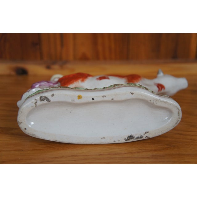 Antique 19th Century Staffordshire Porcelain Cow Milk Maid Spill Vase Creamer For Sale - Image 12 of 12