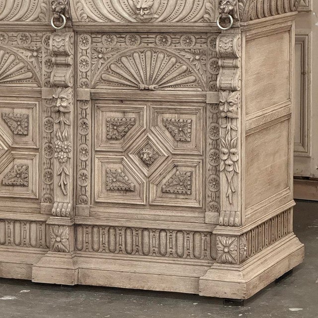 19th Century Belgian Hand-Carved Stripped Oak Bookcase For Sale - Image 11 of 18