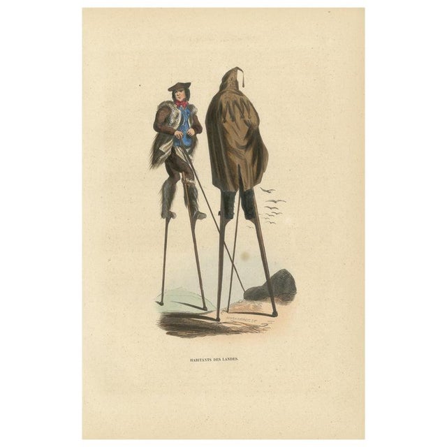 Inhabitants of the Landes on Stilts, 1845, Hand-Coloured Lithograph For Sale - Image 10 of 10