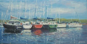 Sean Wu, Original Oil Painting of Sail Harbor