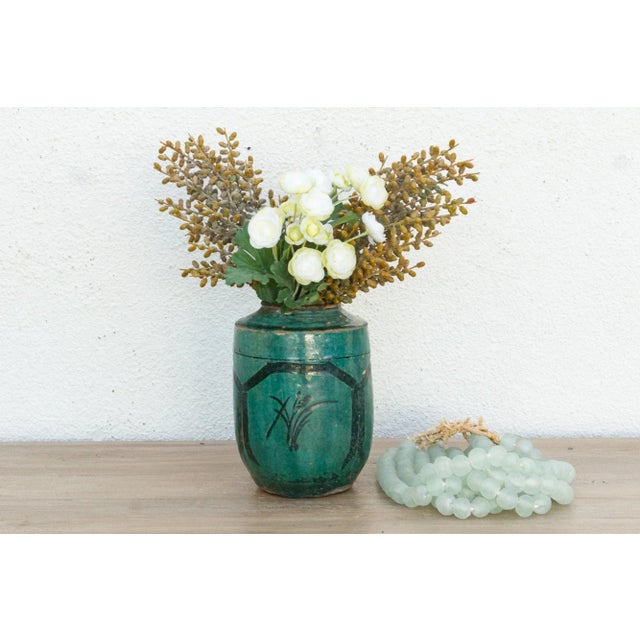 Teal Meadow Forest Asian Vase For Sale - Image 8 of 8