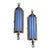 Pair of 1940s Vintage Art Deco Brass & Milk Blue Glass Rod Wall Sconces Metro Light For Sale