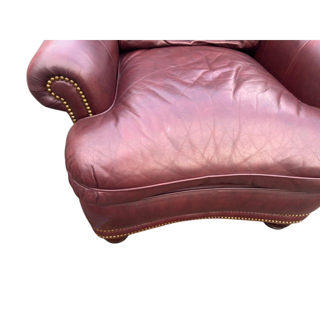 Hancock Moore Pair Austin High Back Lounge Chairs and 1 Ottoman Nailhead Trim For Sale - Image 9 of 18