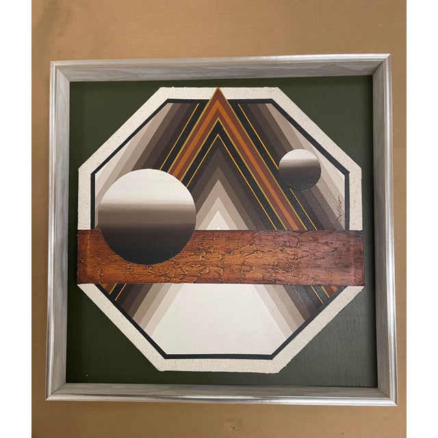 1970s Pair of Vintage Hand Painted Canvases Framed in New Shadow Boxes For Sale - Image 4 of 9