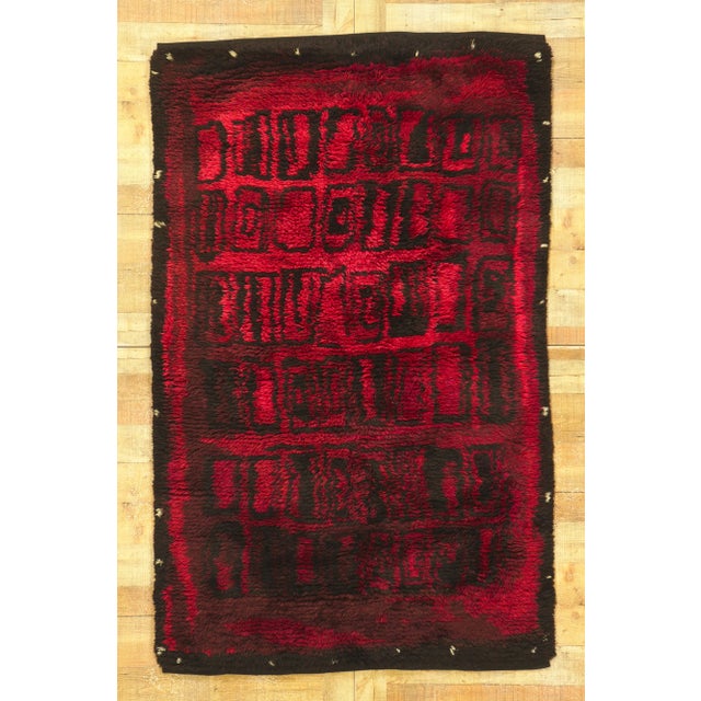 Mid 20th Century Kirsti Ilvessalo Vintage Finnish Rya Ryijy Rug, 4'3 X 6'10 For Sale - Image 10 of 11