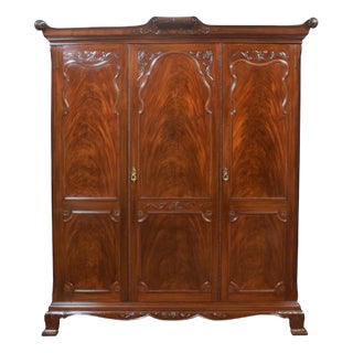 Mahogany Three Door Wardrobe, 1890s For Sale