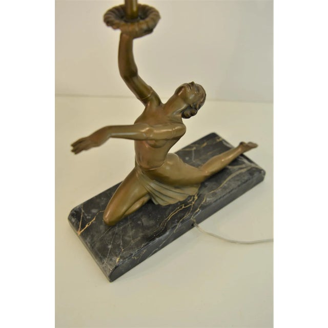 Art Deco Bronze, Patinated Metal and Marble Table Lamp, 1930s For Sale - Image 6 of 13