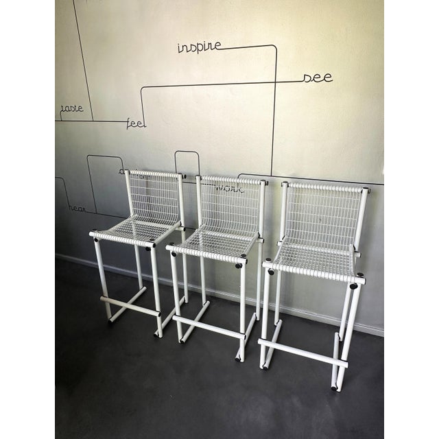Modernist Italian White Steel Wire Counter Stools, 1970s, Set of 3 For Sale - Image 11 of 13
