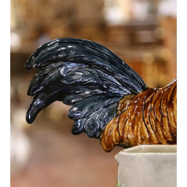 19th Century French Barbotine Rooster Vase by Louis Carrier-Belleuse For Sale - Image 9 of 14