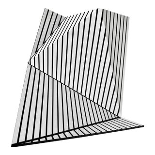 Contemporary Abstract Composite Folded and Etched Plastic "Wallreliefs Black and White 1" by Cristina Ghetti For Sale