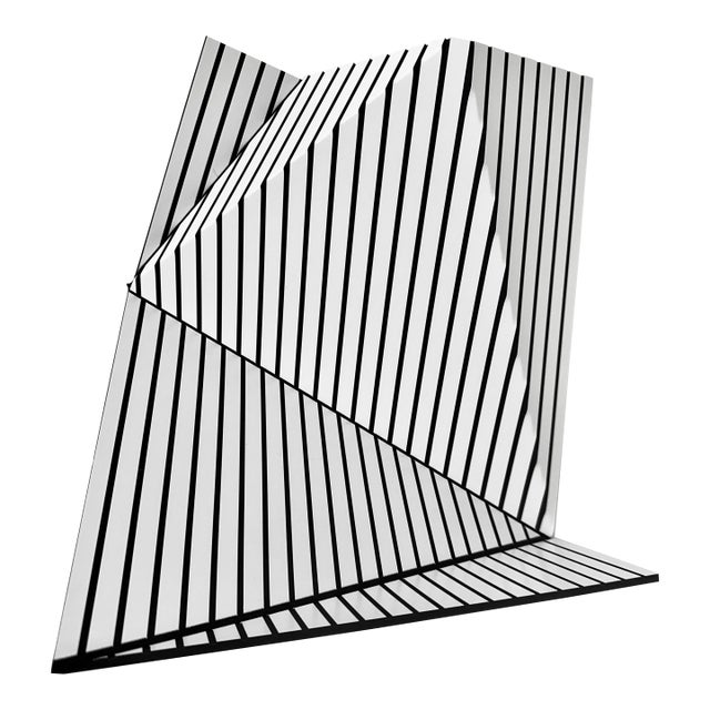 Contemporary Abstract Composite Folded and Etched Plastic "Wallreliefs Black and White 1" by Cristina Ghetti For Sale