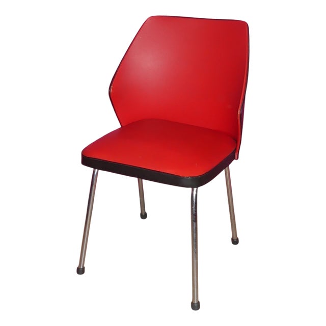 Red and Black Cocktail Chair in Chrome, 1960s For Sale