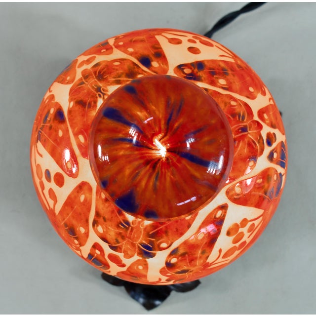 Metal French Art Deco Incense Burner Night Lamp by Le Verre Francais Schneider - 1920s France For Sale - Image 7 of 12
