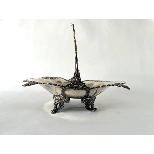 Antique Victorian Ornate Footed Wedding Basket in Silverplate For Sale In New York - Image 6 of 8