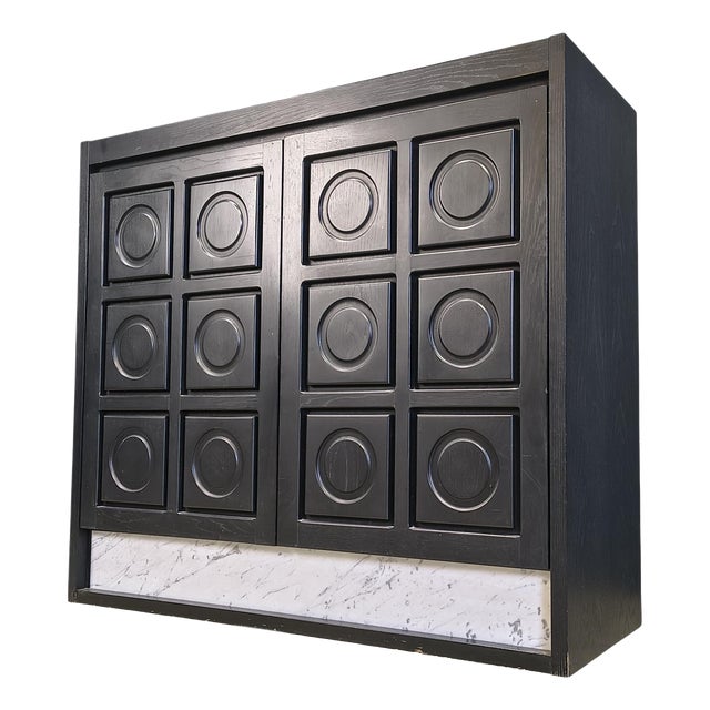 Brutalist Black Bar Cabinet, 1970s For Sale
