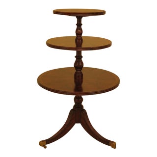 Maitland Smith 3 Tier Mahogany Large Dumbwaiter Occasional Table For Sale