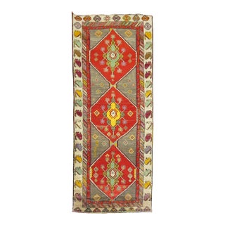 Mid 20th Century Colorful Turkish Anatolian Wide Runner For Sale