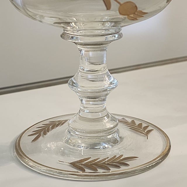 1960s Set of 14 24k Gold Encrusted Crystal Claret Wine Glasses For Sale - Image 10 of 13