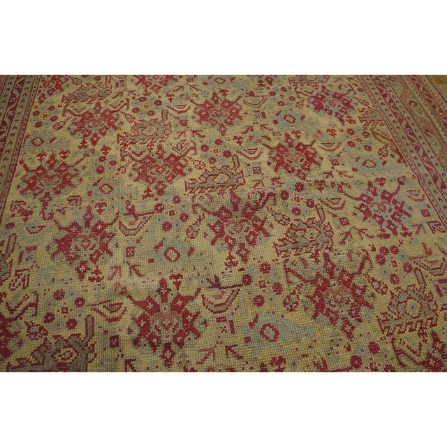 1900s Light Gray Geometric Antique Turkish Oushak Rug 8'4" X 11'7" Handknotted Wool Carpet For Sale - Image 9 of 12