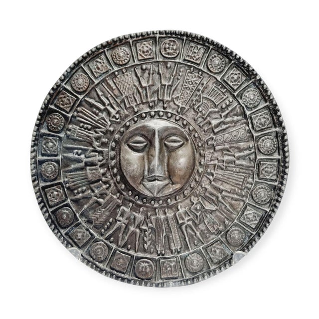 Mid-Century Modern Brutalist Metal Wall Plaque with Sun Motif, 1970s For Sale - Image 9 of 9
